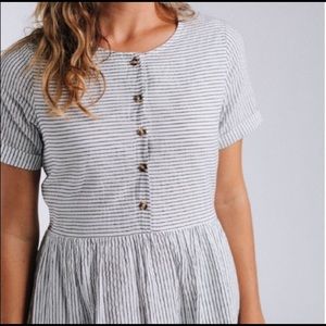 Clad & cloth striped midi dress